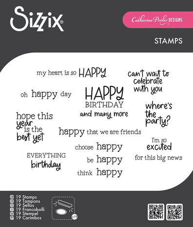 Sizzix - Clear Stamps by Catherine Pooler Happy Everything Sentiment (21pcs)
