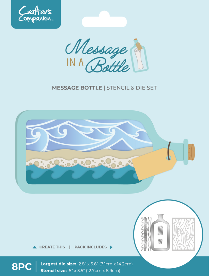 Crafter's Companion - Message in a Bottle Stencil & Die Message Bottle