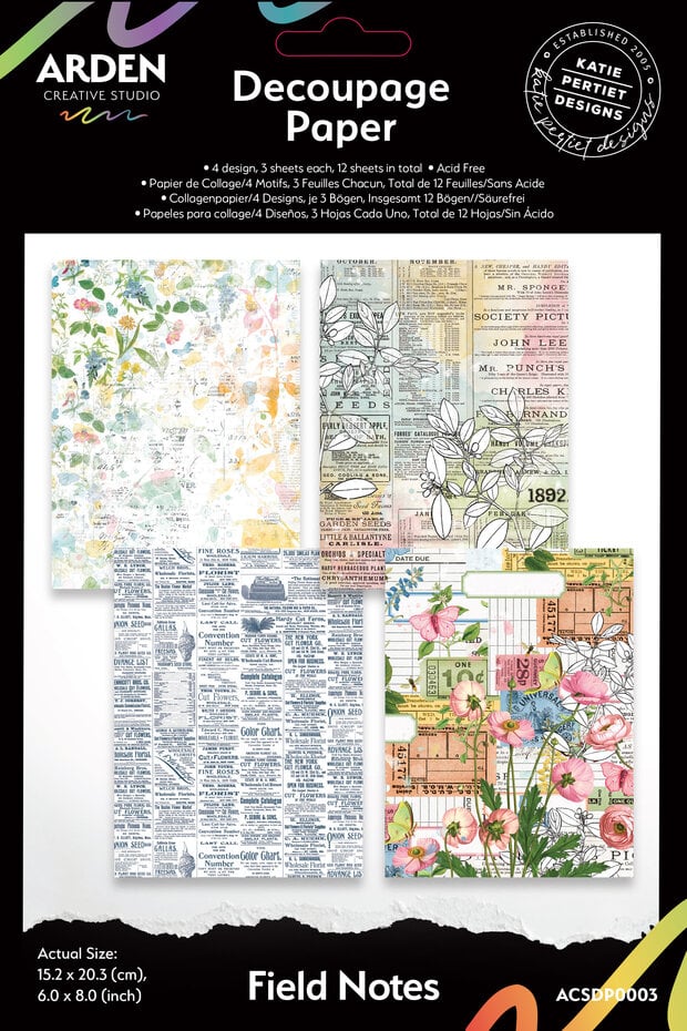 Arden Creative Studio - Field Notes 6x8 Inch Decoupage Paper (12pcs)