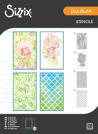 Sizzix Studio - Stencil A5 by Vicki Boutin Buildables Botanicals #1 (4pcs) 