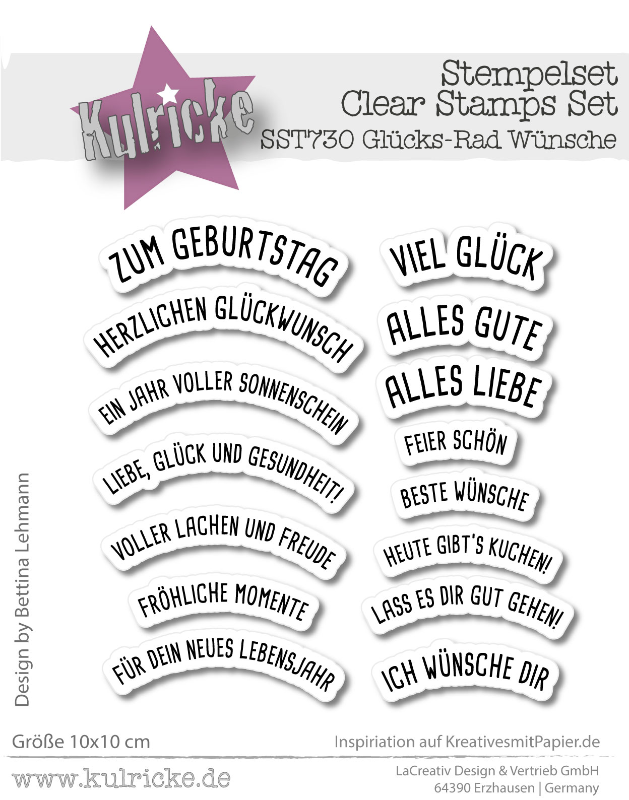 Kulricke Stempel "Glücks- Rad Wünsche" Clear Stamp