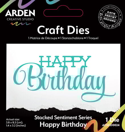 Arden Creative Studio - Laurel Grove Stacked Sentiment Series Craft Die Happy Birthday