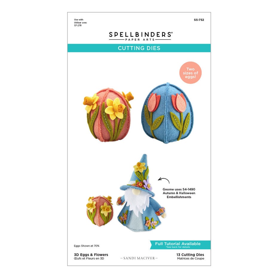 Spellbinders - 3D Felt Décor Etched Dies Spring Eggs & Flowers