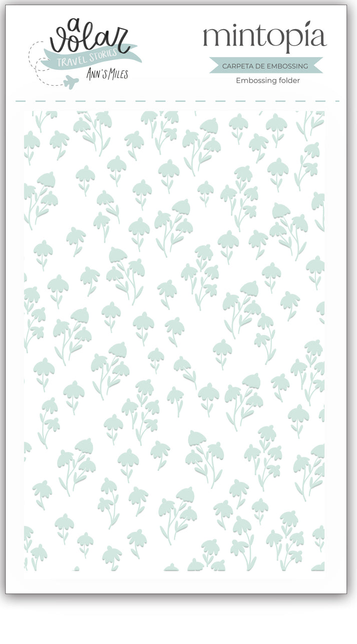 Mintopia - Carpeta de embossing 3"x5" Flores A volar Travel Stories Mintopía