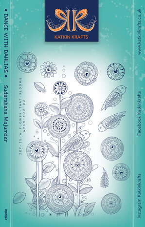 Katkin Krafts - Dance With Dahlias A5 Clear Stamp Set Katkin Krafts - Dance With Dahlias A5 Clear Stamp Set