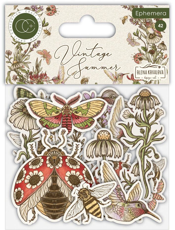 Craft Consortium - Vintage Summer Premium Ephemera Set by Olena Kovalova