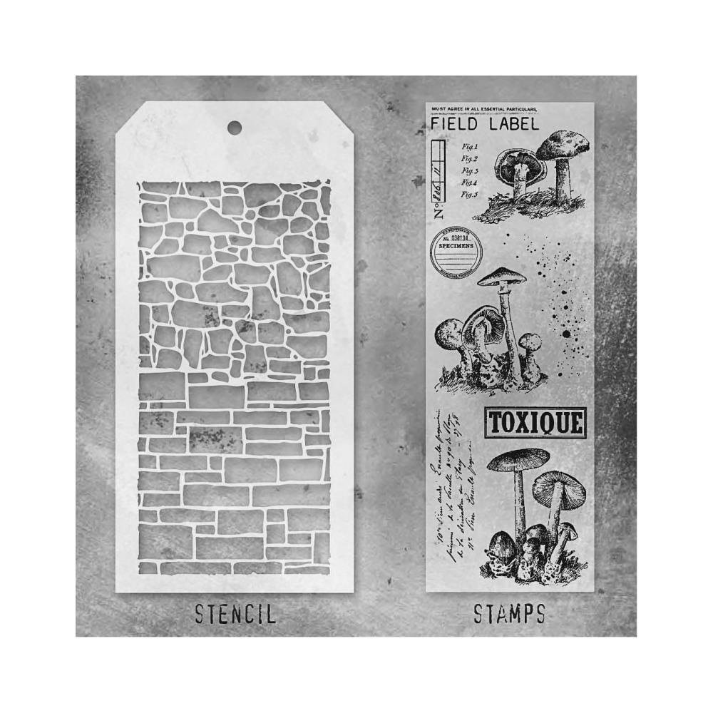 Tim Holtz Mixed-Media Stamps & Stencil Set -  Set #12  Tim Holtz Mixed-Media Stamps & Stencil Set -  Set #12