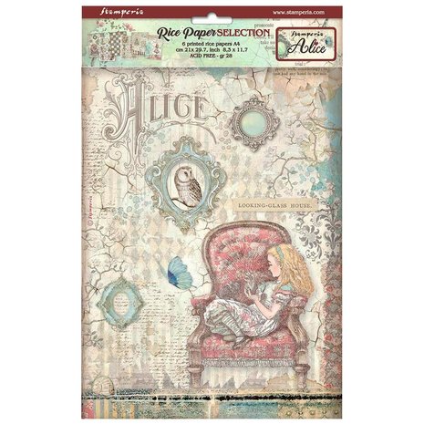 Stamperia - Alice A4 Rice Paper Selection (6 pcs)