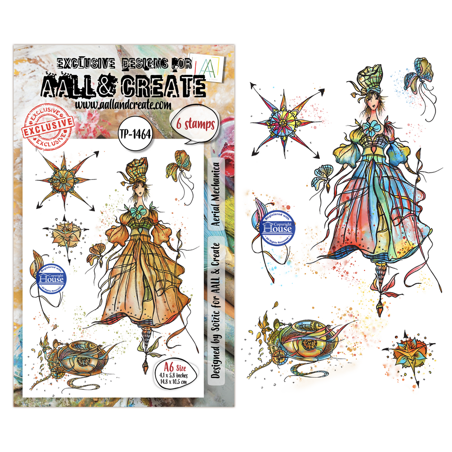 AALL & Create - Aether Dragonfly A6 Stamp Sets Aerial Mechanica by Soizic