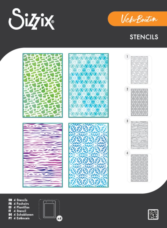 Sizzix - A6 Stencil Background Textures (4pcs) by Vicki Boutin
