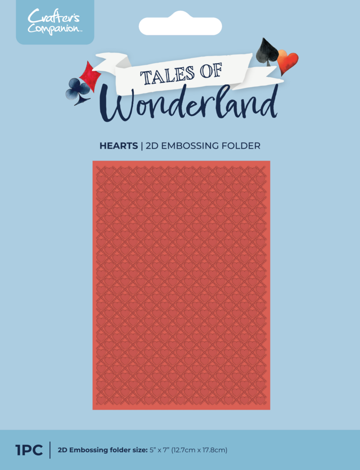 Crafters Companion - Tales of Wonderland 5x7 Inch 2D Embossing Folder Hearts