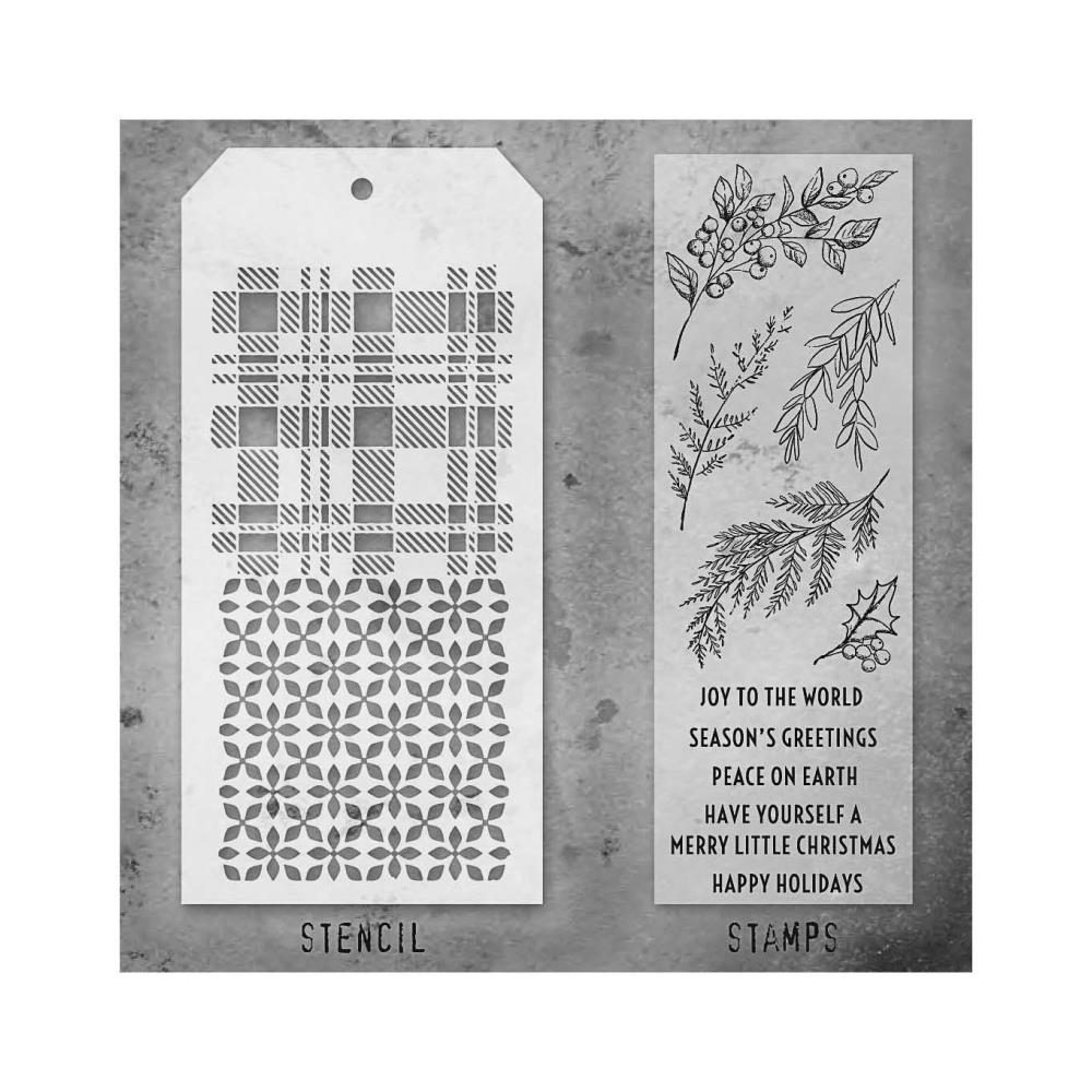 Tim Holtz Mixed-Media Stamps & Stencil Set - Set #32