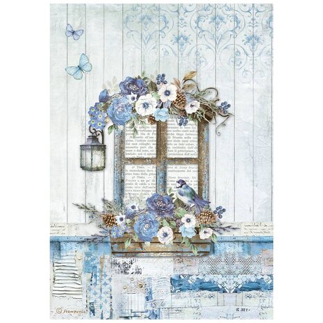 Stamperia - A4 Rice Paper Blue Land Window
