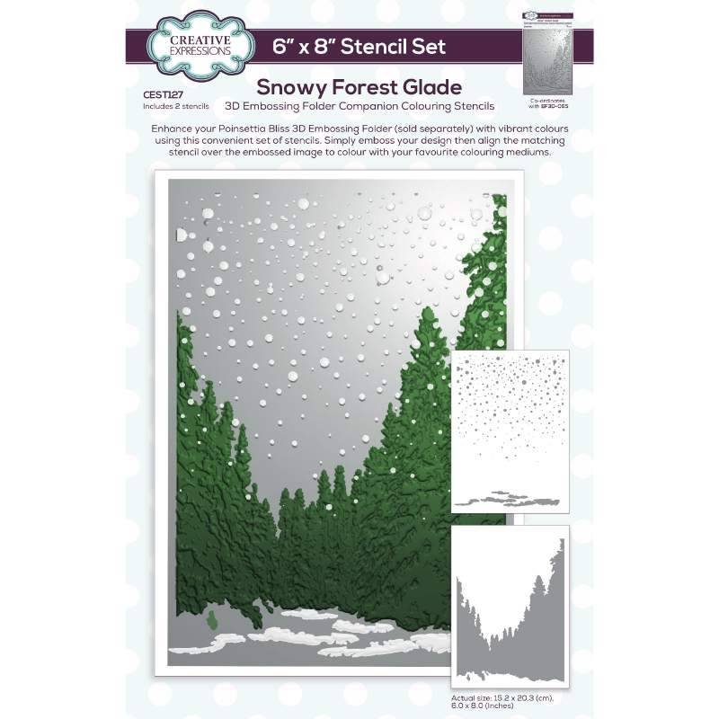 Creative Expressions Snowy Forest Glade Companion Colouring Stencil Set 6 in x 8 in 2pk