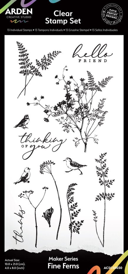 Arden Creative Studio - Maker Series 4x8 Inch Clear Stamp Set Fine Ferns by Katie Pertiet