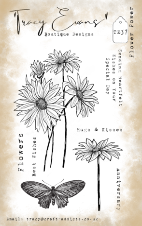Tracy Evans - Flower Power A6 Stamp