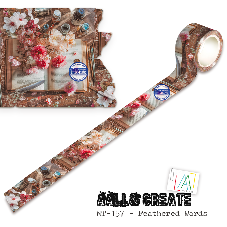 Craft Consortium - Story Ahead 25mm 10m Washi Tape Feathered Words by Autour De Mwa & Co