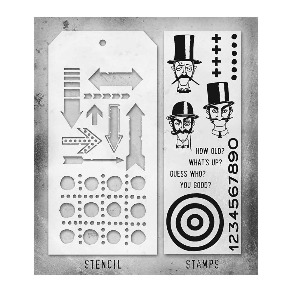 Tim Holtz Mixed-Media Stamps & Stencil Set -    Set #39