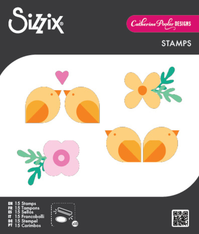 Sizzix - Clear Stamps Print & Pattern Birds & Blooms #1 (15pcs) by Catherine Pooler