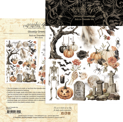 Graphic 45 - Ghostly Greetings Rub-on Transfers  Graphic 45 - Ghostly Greetings Rub-on Transfers