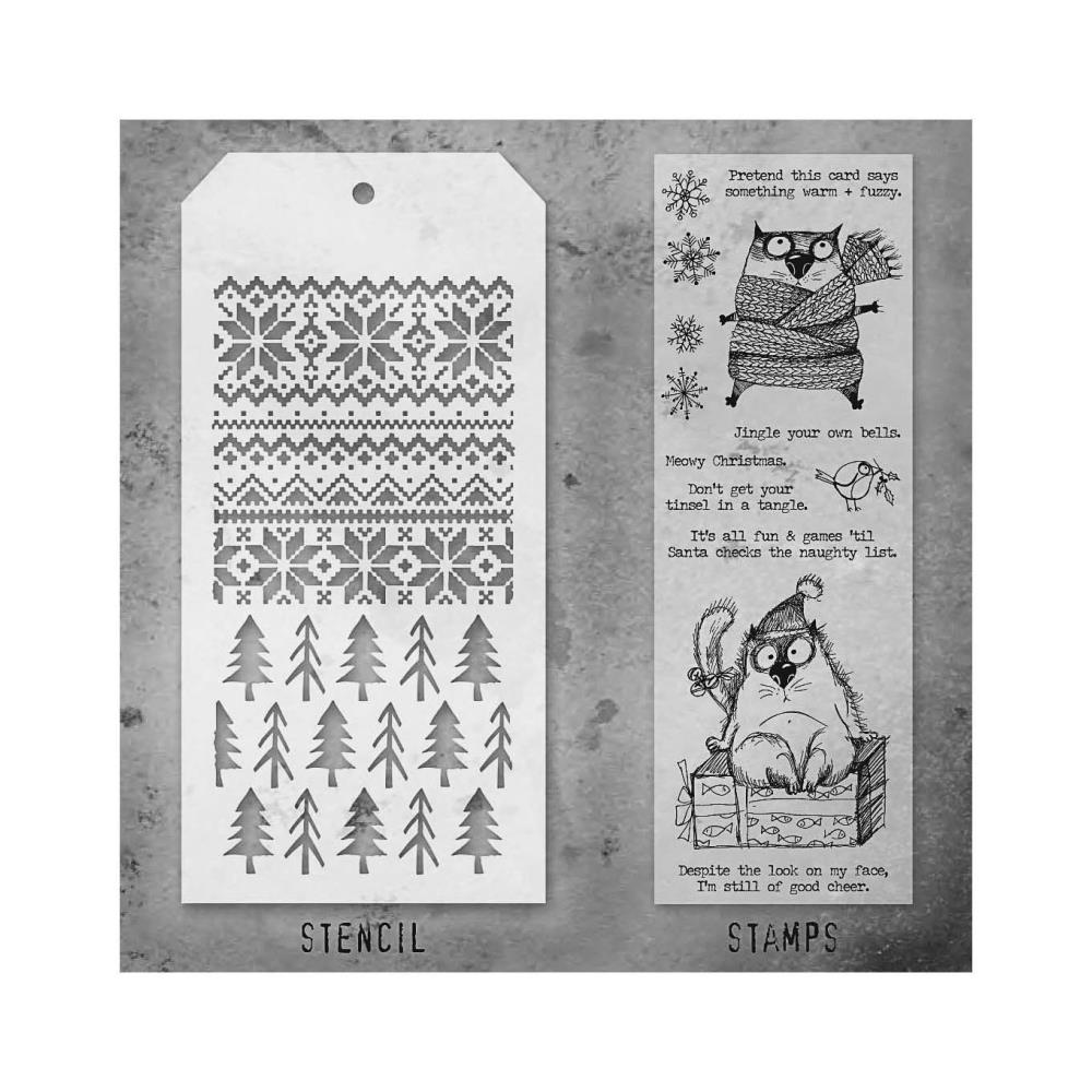 Tim Holtz Mixed-Media Stamps & Stencil Set -   Set #34 