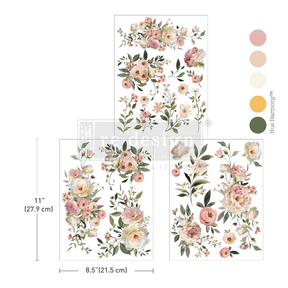 Re-Design with Prima - Blush Reverie 8,5x11 Inch Middy Transfers (3pcs)