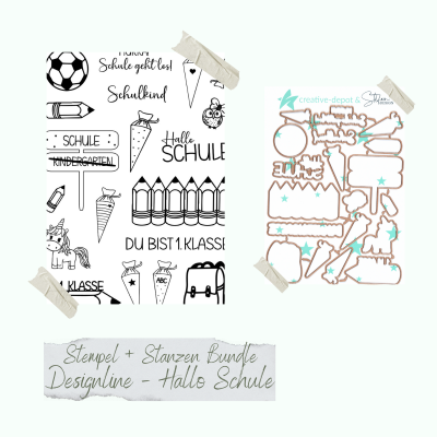 Creative Depot -  Bundle - Designline - Hallo Schule - Stempelset & Stanzen 