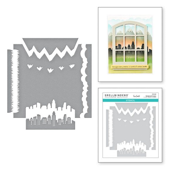 Spellbinders Background Scapes Stencils from the Windows with a View Collection by Tina Smith Spellbinders Background Scapes Stencils from the Windows with a View Collection by Tina Smith