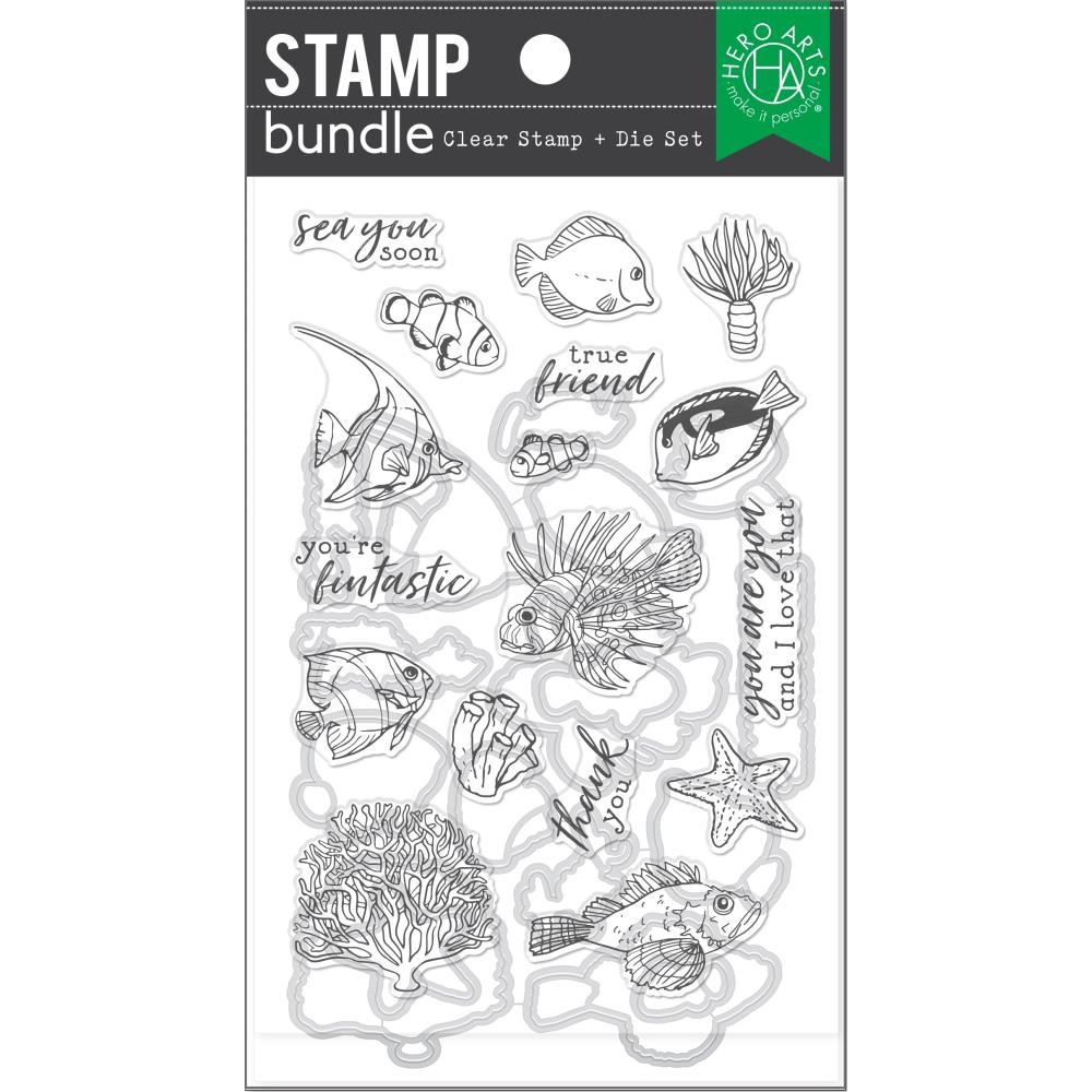 Hero Arts Clear Stamp & Die Combo - Tropical Fishes  Hero Arts Clear Stamp & Die Combo - Tropical Fishes