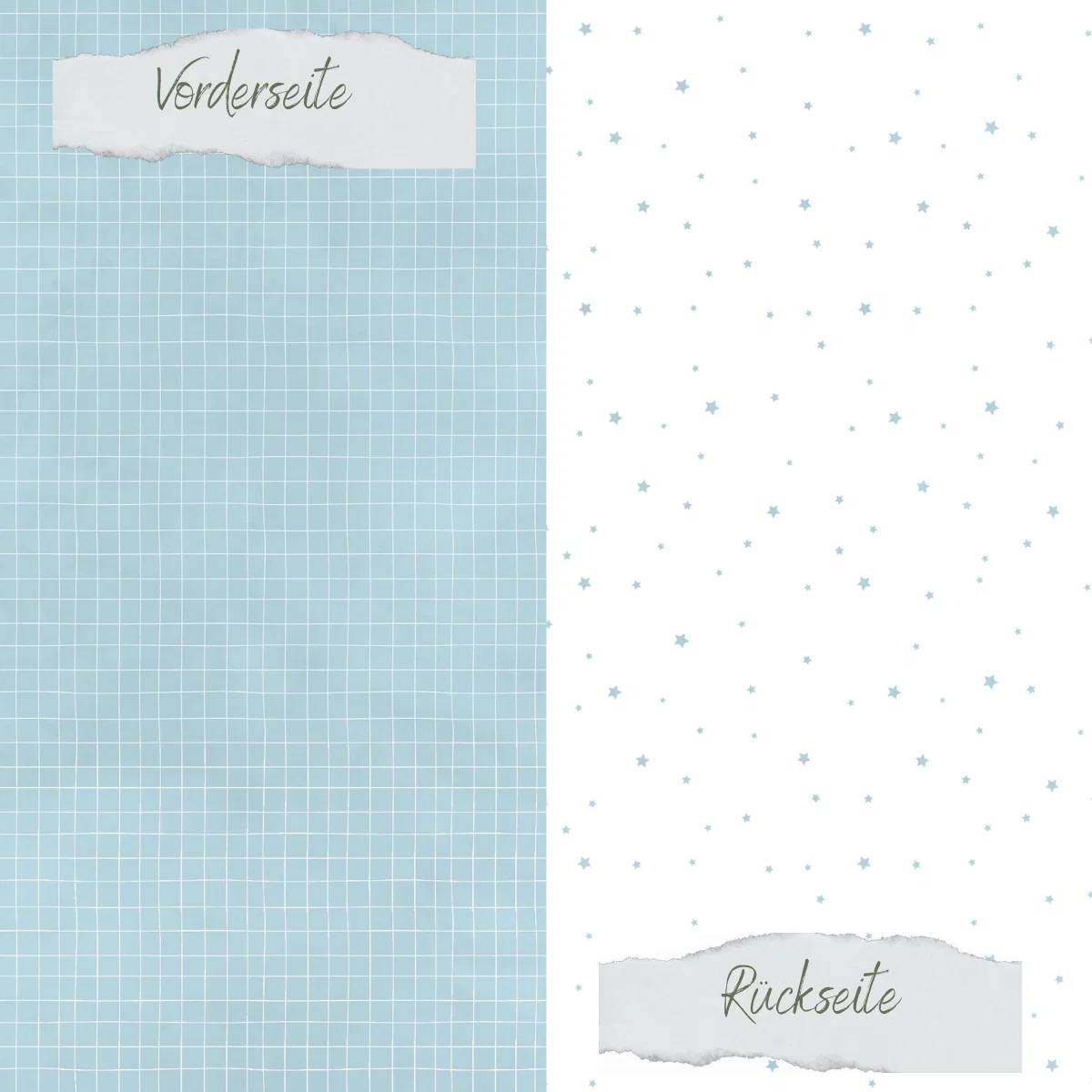 Creative Depot - Designpapier - Basic - Vintage Hellblau - Doodle Gitter + Sternchenregen - Doppelseitig bedruckt