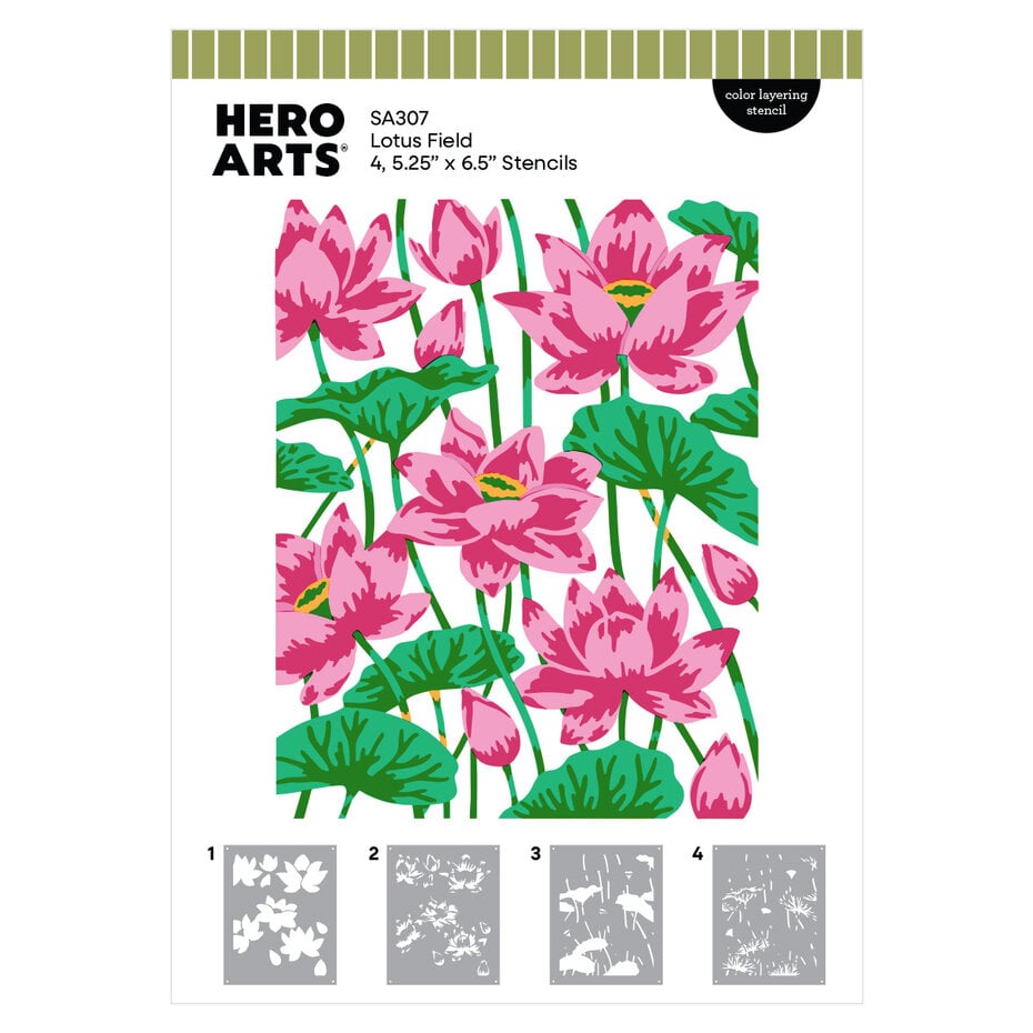 Hero Arts - Tranquil Garden Layering Stencil Set Lotus Field