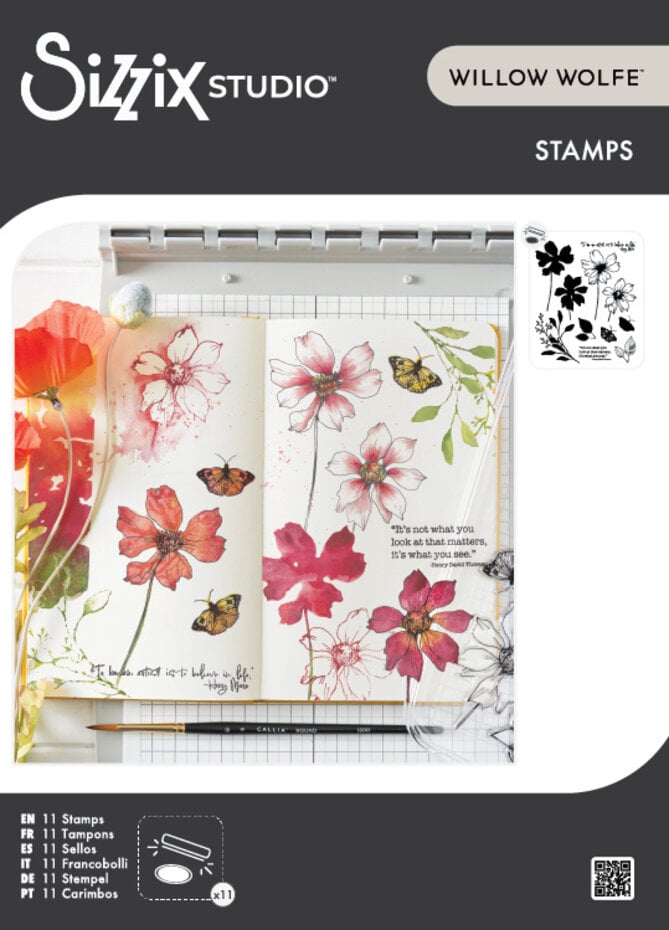 Sizzix - Studio Clear Stamps by Willow Wolfe Wild Blooms (11pcs)