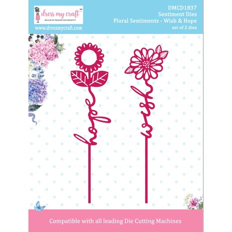 Dress My Craft Dies - Cutting Die Sentiment Floral Sentiments Wish & Hope Dress My Craft Dies - Cutting Die Sentiment Floral Sentiments Wish & Hope