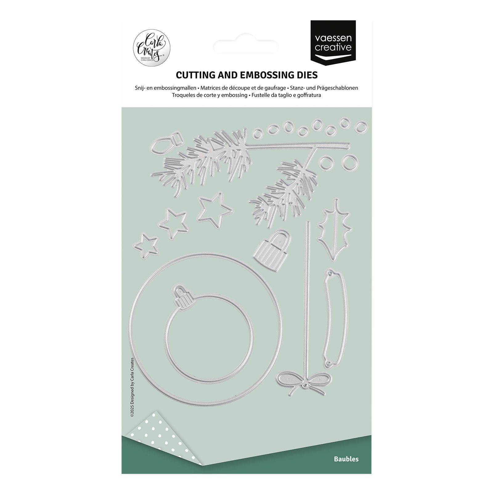 Vaessen Creative • Stanz- und Prägeschablonen Weihnachtskugeln & Tannenzweig 15St.