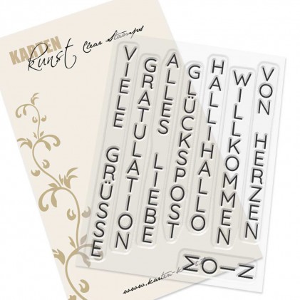 Karten-Kunst Clear Stamps  - Vertikale Worte III Viele Grüsse Karten-Kunst Clear Stamps  - Vertikale Worte III Viele Grüsse
