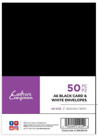 Crafter Companion - Card & Envelopes A6 Black/White (50pcs)