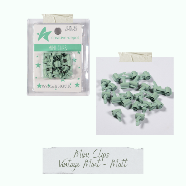 Creative Depot - Mini Clip - Vintage Mint - Matt - 20 Stück Creative Depot - Mini Clip - Vintage Mint - Matt - 20 Stück