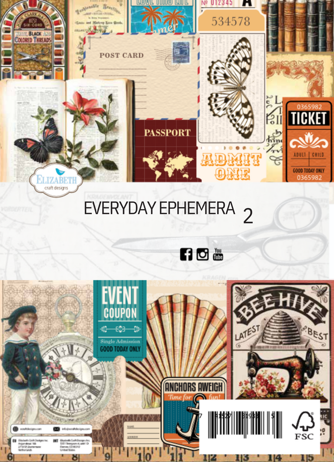 Elizabeth Craft - Rest & Relaxation A5 Patterned Cardstock Everyday Ephemera 2 by Everyday Memories