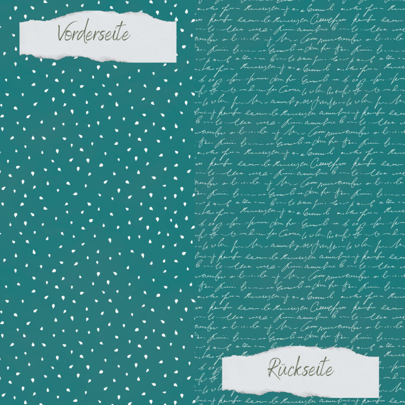 Creative Depot - Designpapier - Basic - Smaragd - Apfelkernchen + Schrift - Doppelseitig bedruckt