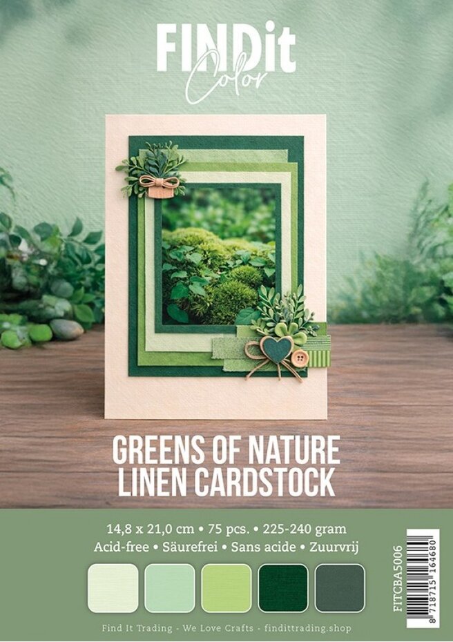 Linen Cardstock A5 Greens of Nature Pack (75pcs)