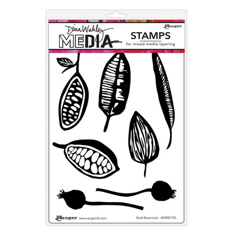 Dina Wakley MEdia Cling Stamps Bold Botanicals