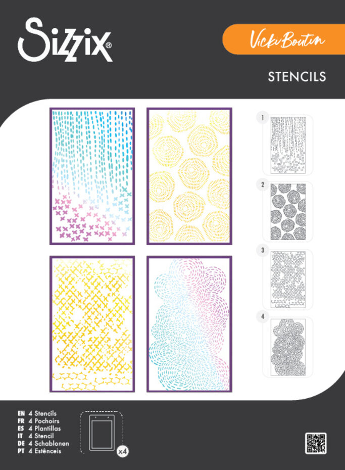 Sizzix - A5 Stencil Stitched Florals (4pcs) by Vicki Boutin