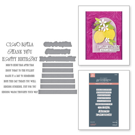 Spellbinders -La Dolce Vita BetterPress Plate & Die Set Sentiments