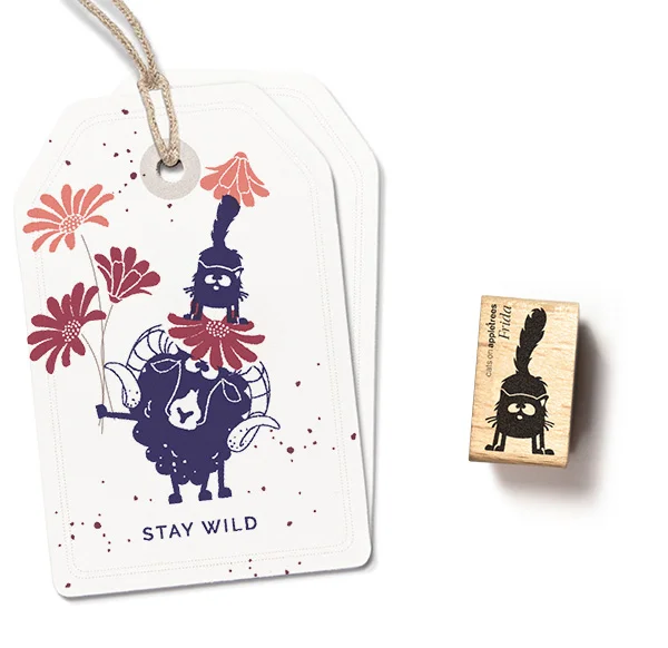 cats on appletrees - Stempel Katze Frida frontal