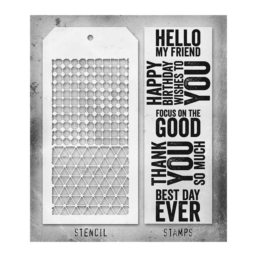 Tim Holtz Mixed-Media Stamps & Stencil Set -   Set #40
