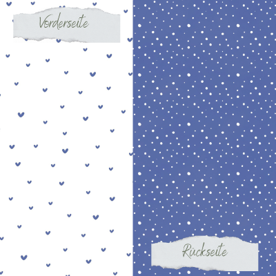 Creative Depot - Designpapier - Basic - Jeansblau - Doodle Herzen + Sprenkel - Doppelseitig bedruckt