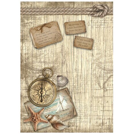 Stamperia - Sea Land A4 Rice Paper Compass