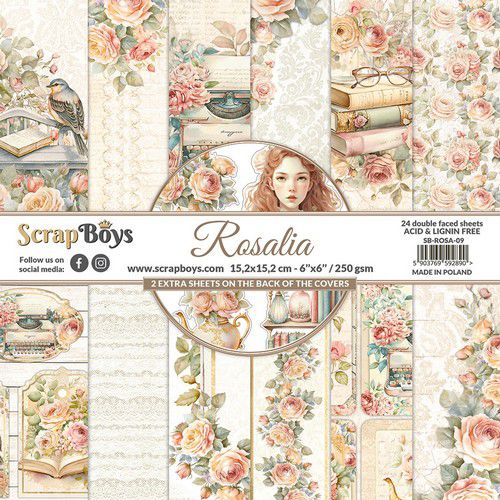 ScrapBoys Rosalia paperpad 24 vl+cut out elements 6x6"  