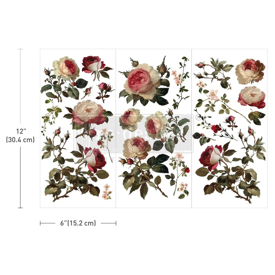 Re-Design with Prima - Midnight Rose 6x12 Inch Small Transfers (3pcs)