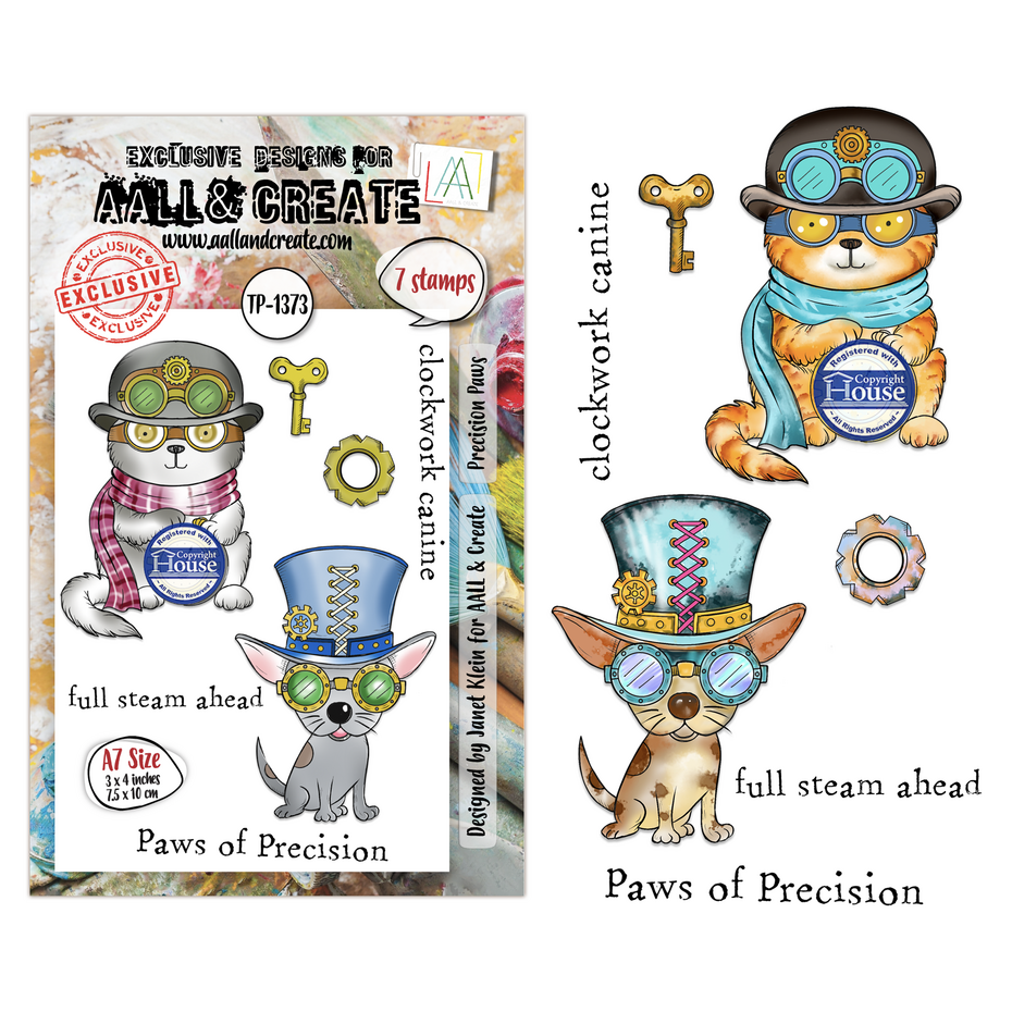 AALL & Create - Steam & Wonder A7 Stamp Sets Precision Paws by Janet Klein